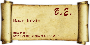 Baar Ervin névjegykártya